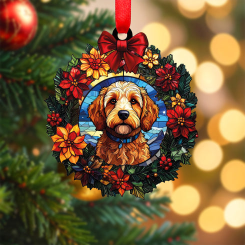 Cockapoo Golden Wreath Christmas Decoration